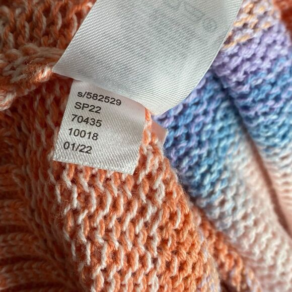 Loft Sweater Womens L Pastel Striped V-Neck Pullover Boho Preppy Slouchy Casual - Picture 10 of 11